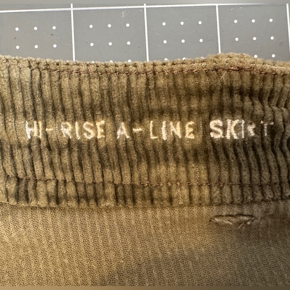 American Eagle Outfitters Olive Green Corduroy A-Line Mini Skirt - Picture 3 of 8